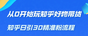 从0开始玩知乎好物带货,教你知乎日引30精准粉教程-追梦分享我爱副业网福缘论坛网赚网中创网创业网
