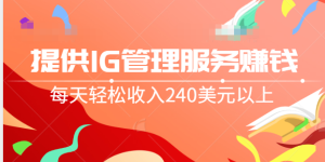 利用信息差赚钱,提供IG管理服务赚钱,每天轻松收入240美元以上-追梦分享我爱副业网福缘论坛网赚网中创网创业网