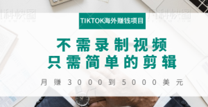 TIKTOK海外赚钱项目:不需录制视频,只需简单的剪辑,月赚3000到5000美元-追梦分享我爱副业网福缘论坛网赚网中创网创业网