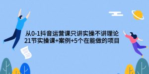 0-1抖音运营课只讲实操不讲理论:21节实操课 案例 5个在能做的项目-追梦分享我爱副业网福缘论坛网赚网中创网创业网