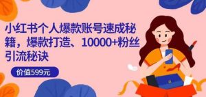 小红书个人爆款账号速成秘籍,爆款打造、10000 粉丝引流秘诀-追梦分享我爱副业网福缘论坛网赚网中创网创业网