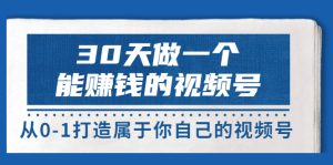 一个月就能做一个能赚钱的视频号,小白打造属于你自己的视频号-追梦分享我爱副业网福缘论坛网赚网中创网创业网