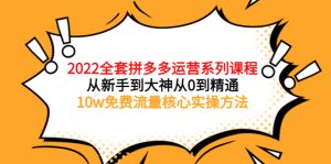 2022全套拼多多运营课程,新手开始成长,10w免费流量核心实操方法-追梦分享我爱副业网福缘论坛网赚网中创网创业网