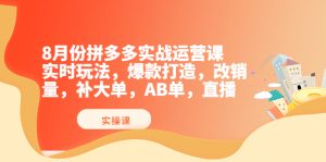 8月份拼多多实战运营课，实时玩法，爆款打造，改销量，补大单，AB单，直播-追梦分享我爱副业网福缘论坛网赚网中创网创业网