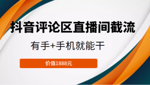 抖音评论区直播间截流,有手 手机就能干,门槛极低,模式可大量复制(价值1888元)-追梦分享我爱副业网福缘论坛网赚网中创网创业网