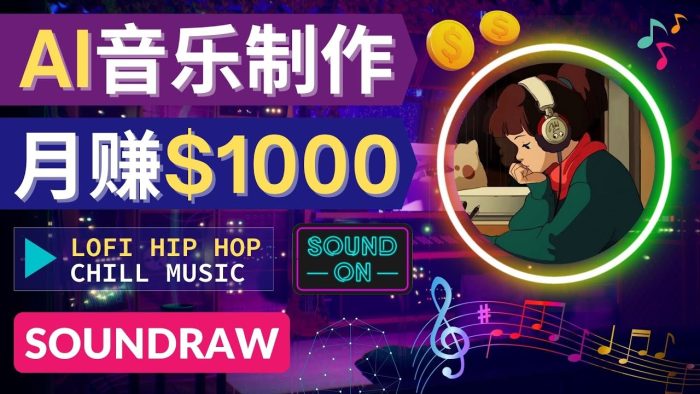 无需任何音乐基础: 使用AI软件制作Lofi Hip Hop Chill Music 月赚1000美元-追梦分享我爱副业网福缘论坛网赚网中创网创业网
