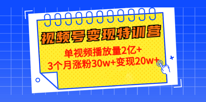 图片[1]-21天视频号变现特训营：单视频播放量2亿 3个月涨粉30w 变现20w-追梦分享我爱副业网福缘论坛网赚网中创网创业网