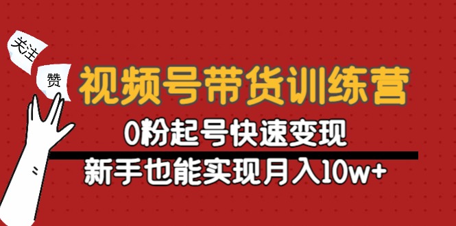 视频号带货训练营：0粉起号快速变现，新手也能实现月入10w-