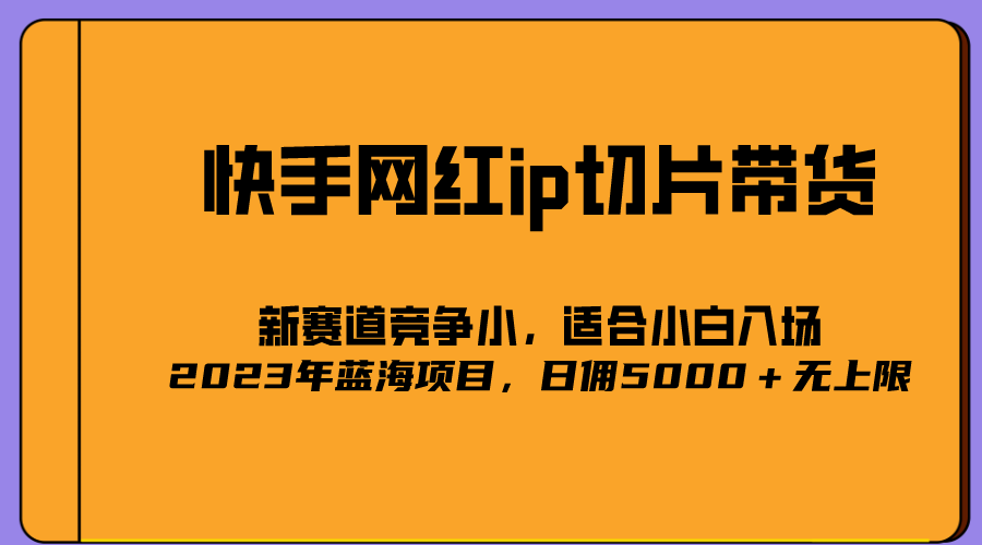 2023爆火的快手网红IP切片，号称日佣5000＋的蓝海项目-