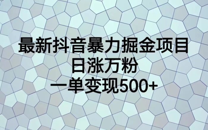 新抖音暴力掘金项目，日涨万粉，一单变现500-追梦分享我爱副业网福缘论坛网赚网中创网创业网
