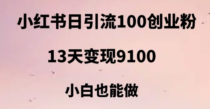 小红书引流100创业粉方法,很快,创业首选引流平台-追梦分享我爱副业网福缘论坛网赚网中创网创业网