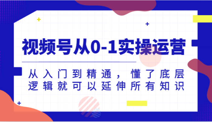 视频号从0-1实操运营,从入门到精通,懂了底层逻辑就可以延伸所有知识-追梦分享我爱副业网福缘论坛网赚网中创网创业网