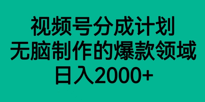 视频号分成计划,轻松无脑制作的爆款领域,日入2000-追梦分享我爱副业网福缘论坛网赚网中创网创业网