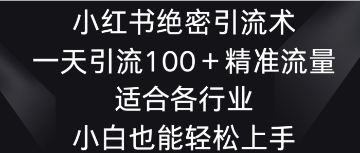 小红书绝密引流术,一天引流100+精准流量,适合各个行业,小白也能轻松上手-追梦分享我爱副业网福缘论坛网赚网中创网创业网