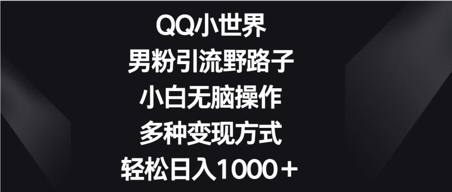 QQ小世界男粉引流野路子,小白无脑操作,多种变现方式-追梦分享我爱副业网福缘论坛网赚网中创网创业网