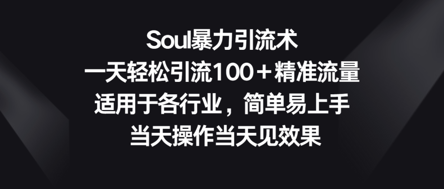 Soul暴力引流术,一天轻松引流100+精准流量,适用于各行业,简单易上手!-追梦分享我爱副业网福缘论坛网赚网中创网创业网