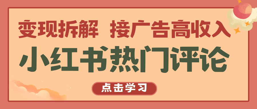 小红书热门评论，变现拆解，接广告高收入-