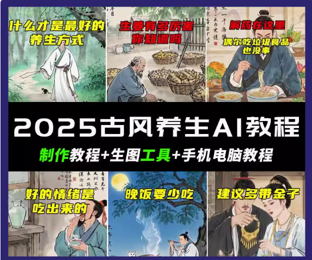 抖音AI古风养生视频教程日入五张 轻松涨粉 10W 9754 作者:福缘创业网 帖子ID:114591 