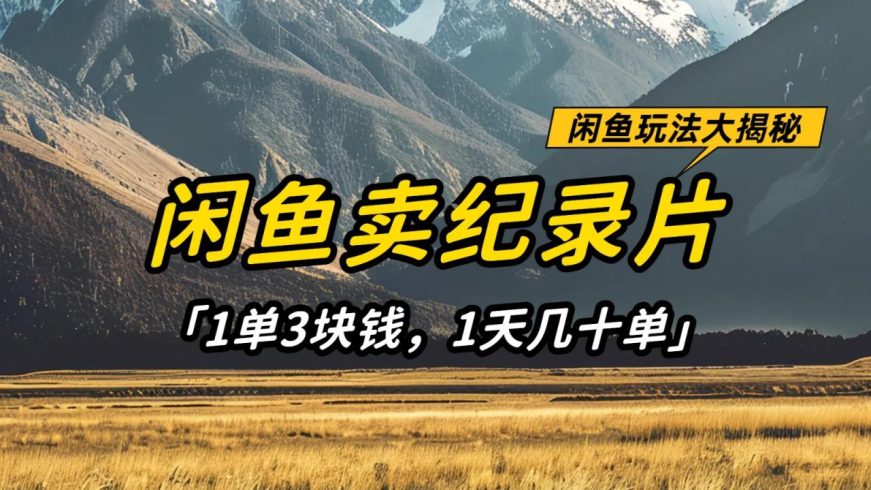 闲鱼卖纪录片,简单又赚钱的小项目,1单3块钱 1天几十单-追梦分享我爱副业网福缘论坛网赚网中创网创业网