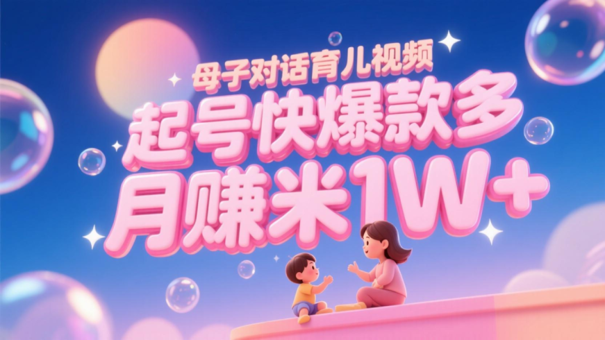 AI生成母子对话育儿类视频,起号快爆款多,小白宝妈轻松学-追梦分享我爱副业网福缘论坛网赚网中创网创业网