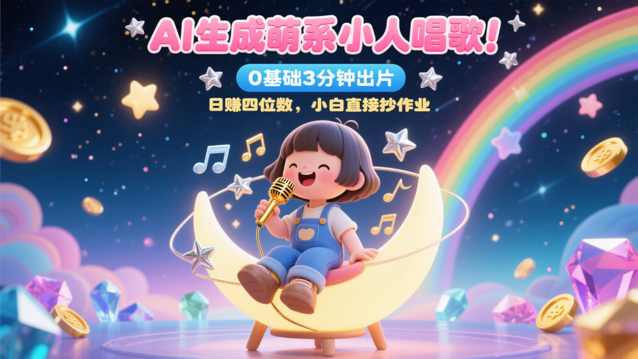 AI生成萌系小人唱歌！0基础3分钟出片，28个作品涨粉9万，日赚四位数，小白直接抄作业7569 作者:福缘创业网 帖子ID:116476 